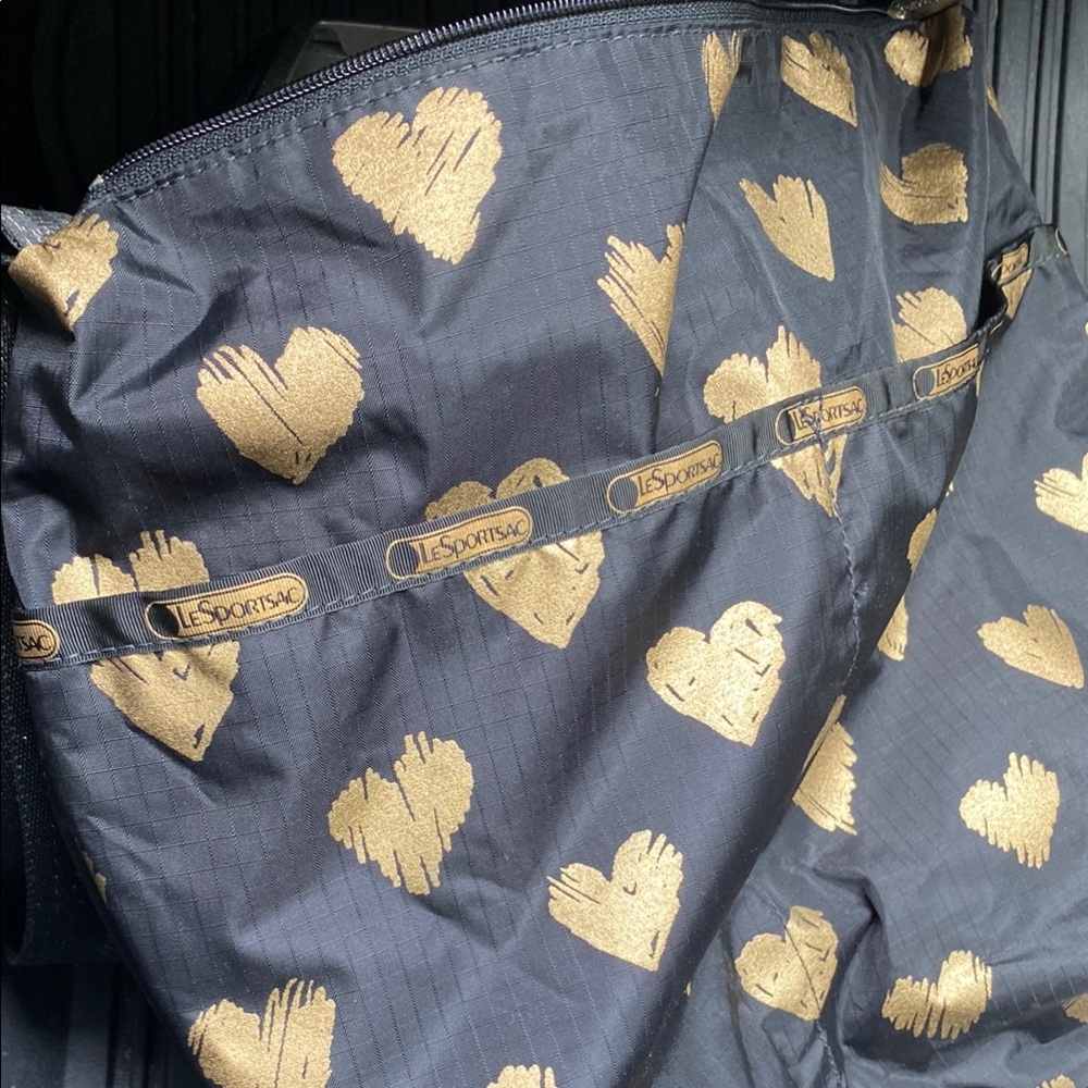 LeSportsac Black and Gold Heart Tote